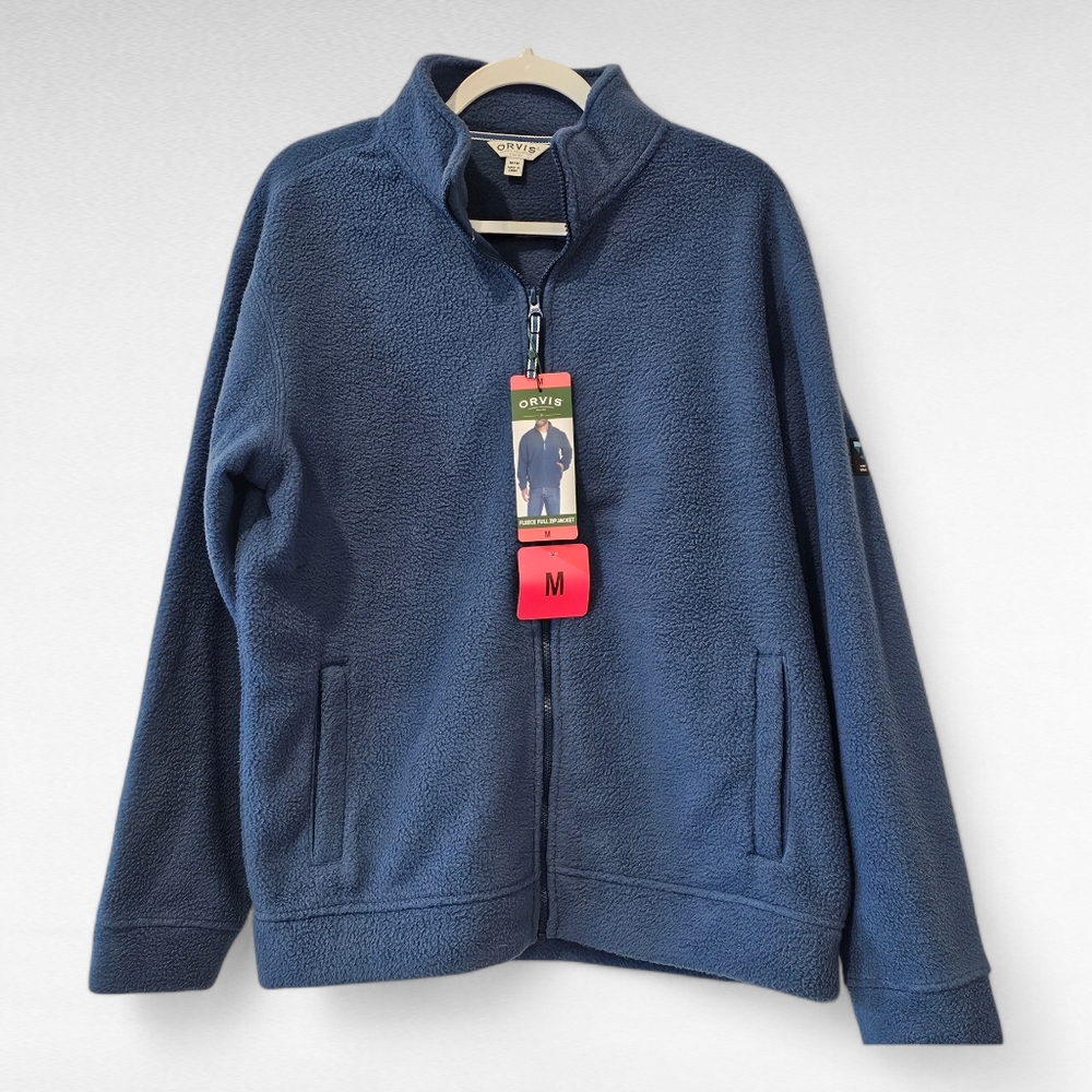 Orvis Men Fleece Full Zip Jacket Blue Size Medium